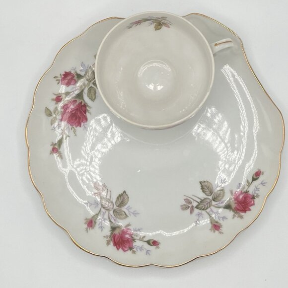 Norcrest Fine China Japan Floral Rose Tea Cup & Scallop Saucer Set Vintage Boho - Picture 4 of 11